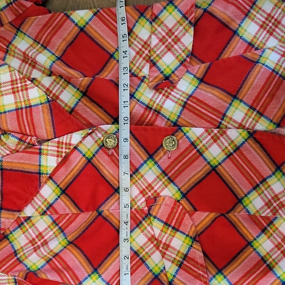 VINTAGE Plaid Coat Notched Rounded Collar 2 Button - Picture 11 of 14